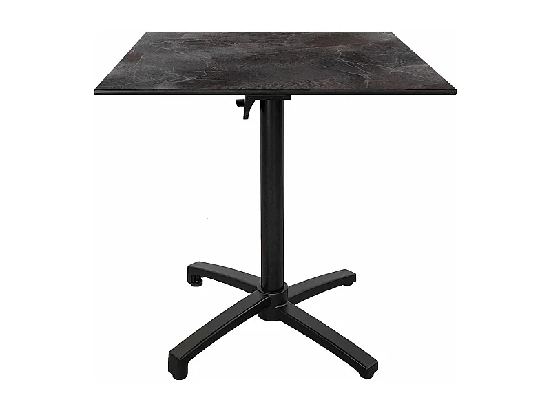 Table terrasse pliable en Compact HPL décor dark 70 x 70