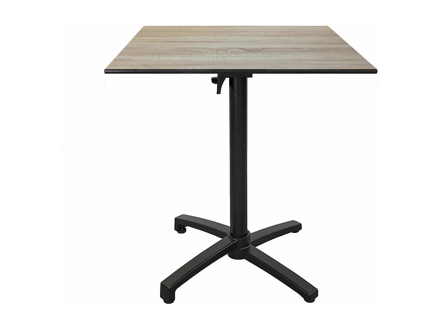 Tischhöhe 90 cm, klappbar für Terrasse in Compact HPL hellem Holzdekor 70 x 70