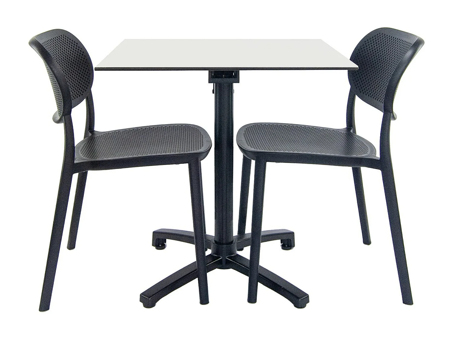 Table pliable blanche + 2 chaises pour terrasse