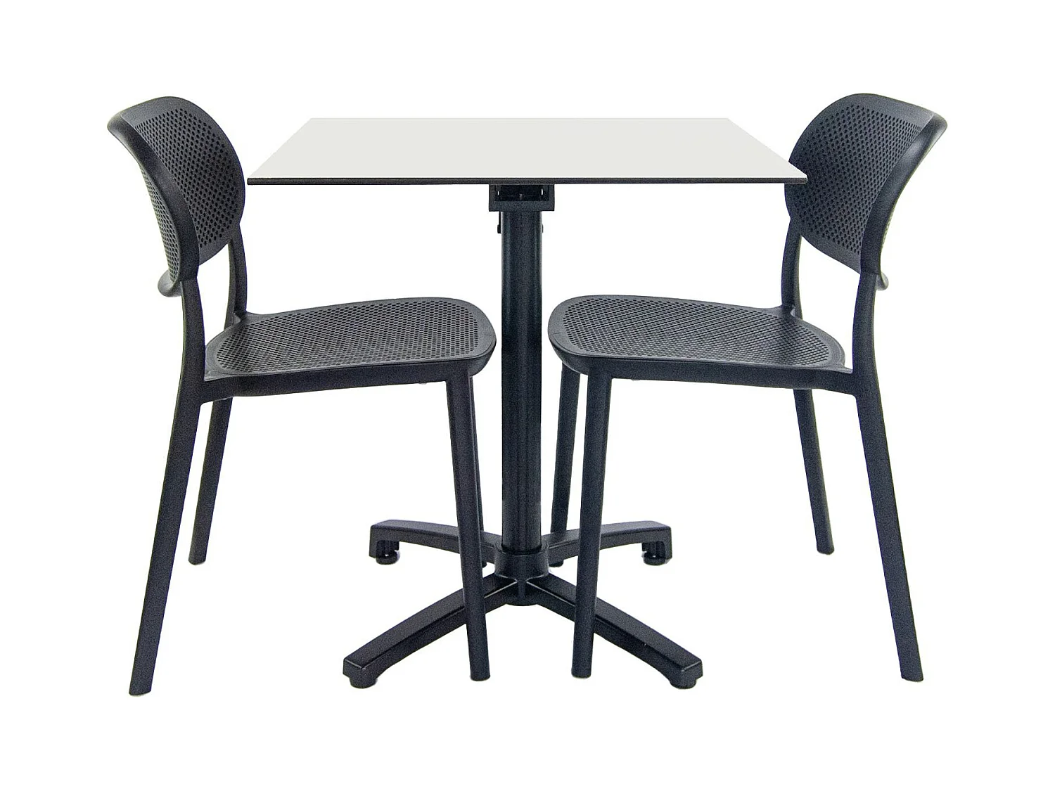 Table pliable blanche + 2 chaises pour terrasse