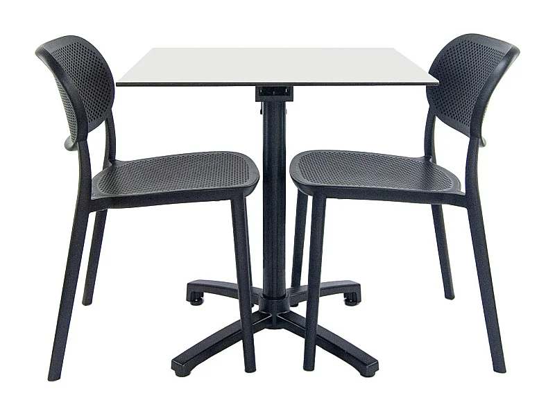 Table pliable blanche + 2 chaises pour terrasse