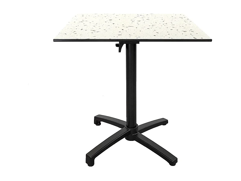 Table terrasse pliable en Compact HPL décor terrazzo 70 x 70