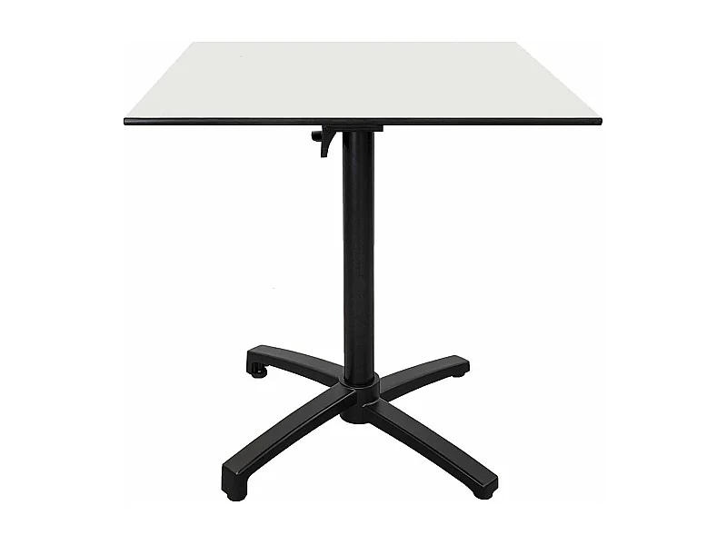 Table terrasse pliable en Compact HPL blanc 70 x 70