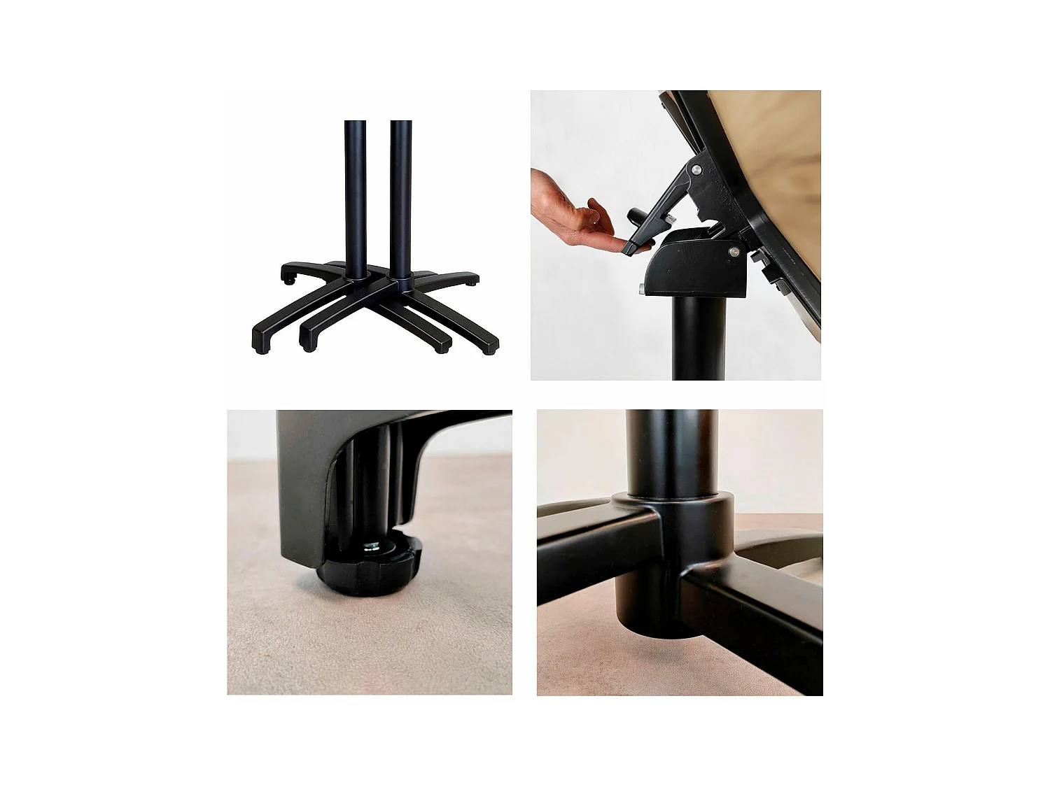 Klappbarer Terrassentisch aus weißem Compact HPL 70 x 70