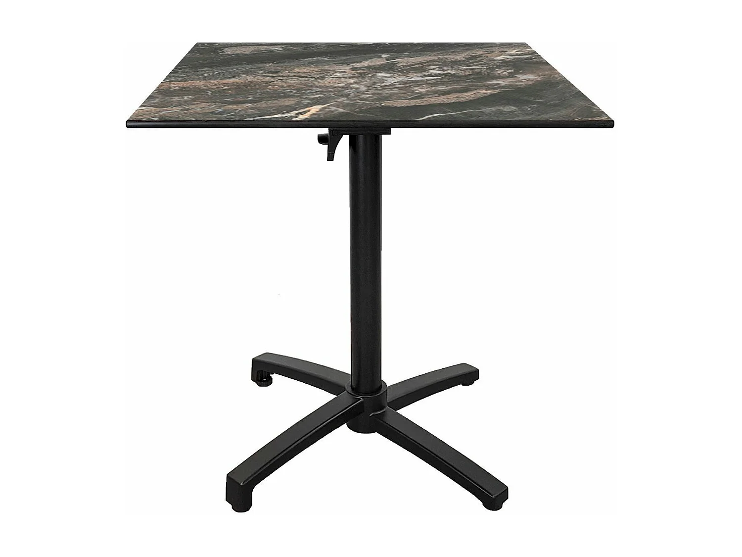 Table terrasse pliable en Compact HPL décor marbré 70 x 70