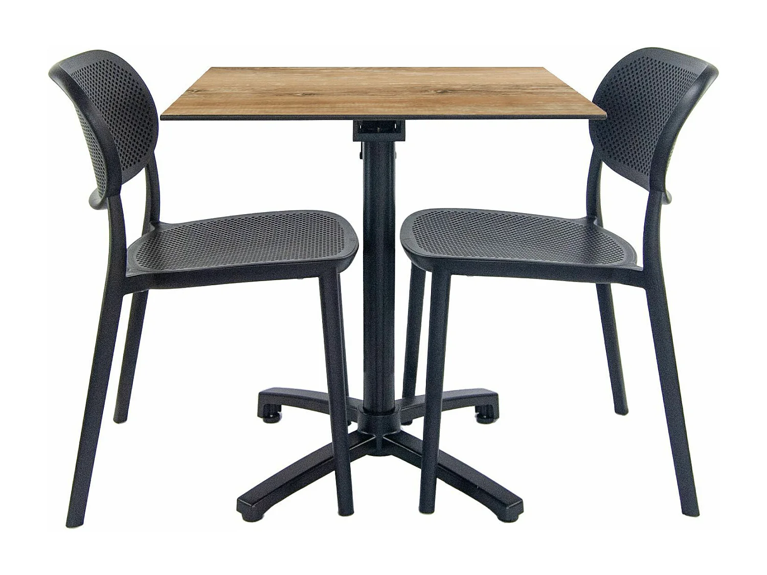 Table pliable bois vintage + 2 chaises pour terrasse