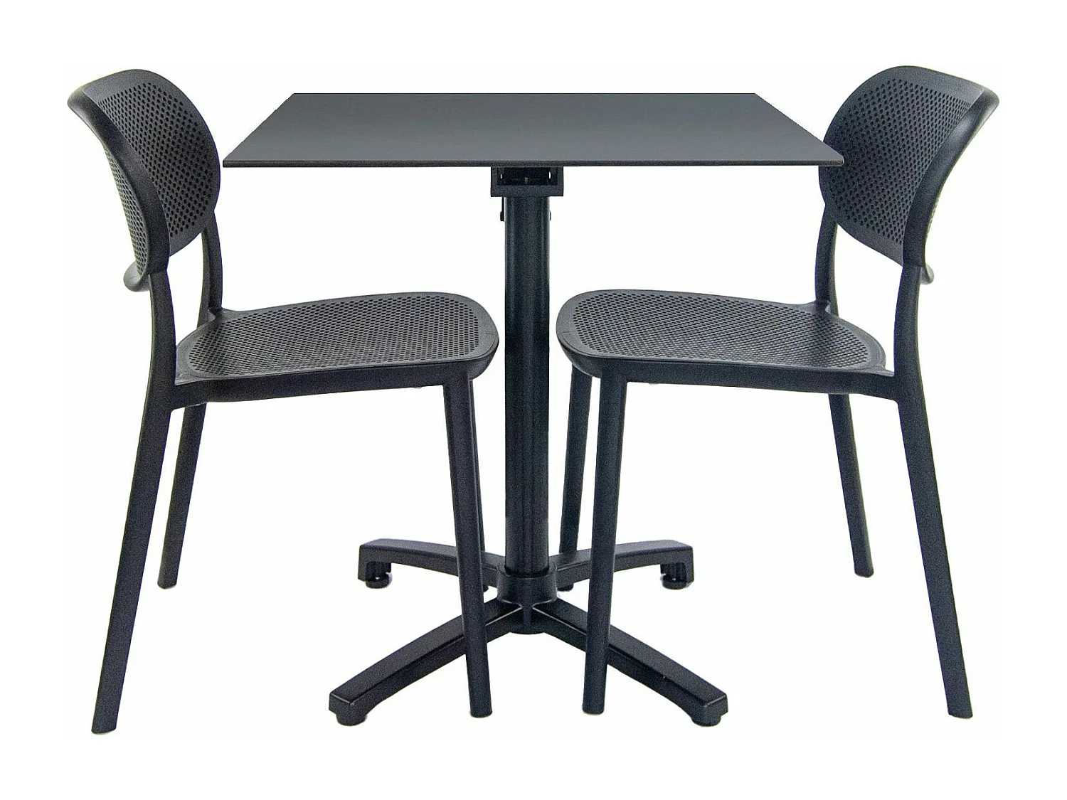 Mesa plegable gris antracita + 2 sillas para terraza