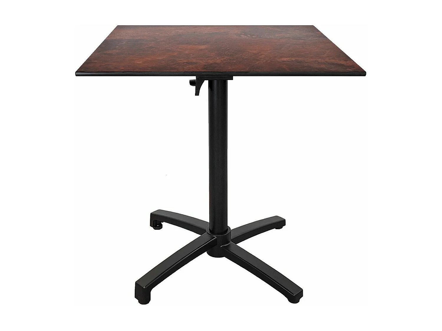 Table terrasse pliable en Compact HPL décor rouille 70 x 70