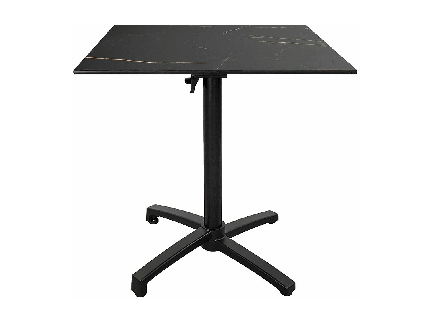 Table terrasse pliable en Compact HPL décor marbre feu 70 x 70