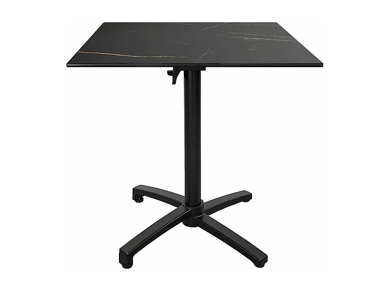 Table terrasse pliable en Compact HPL décor marbre feu 70 x 70