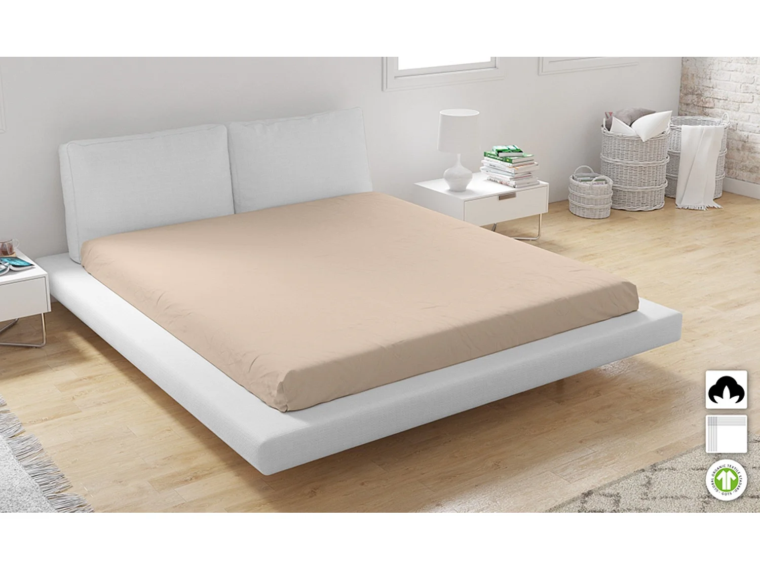 Lenzuolo con angoli in cotone biologico 140 x 200 cm Rosa