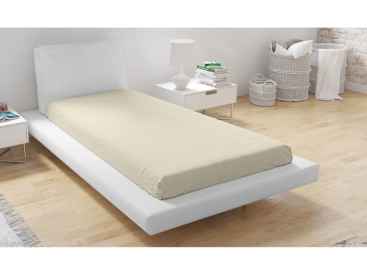 Microvezel hoeslaken 90 x 200 cm - Beige