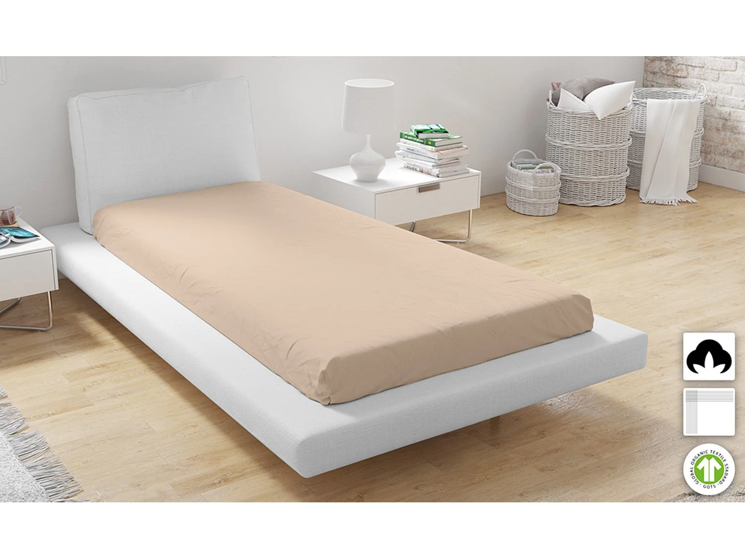 Lenzuolo con angoli in cotone biologico 140 x 200 cm Rosa