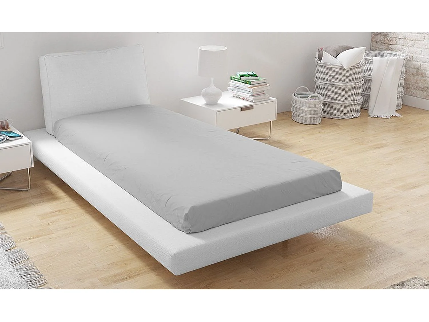 Drap Housse Microfibre 90 x 200 cm - Gris