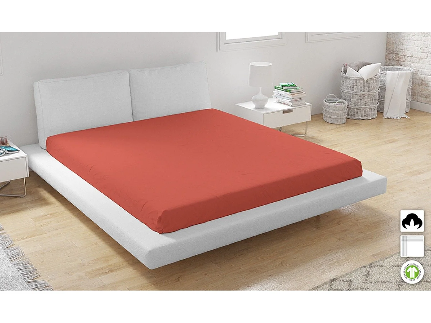 Spannbetttuch aus BioBaumwolle, 90 x 200 cm – Orange