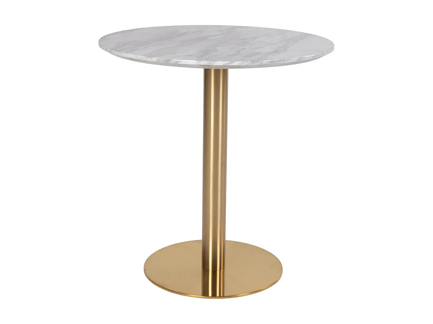 Table à manger ronde PIZA – Effet marbre blanc et pied laiton doré-Diamètre 70 cm