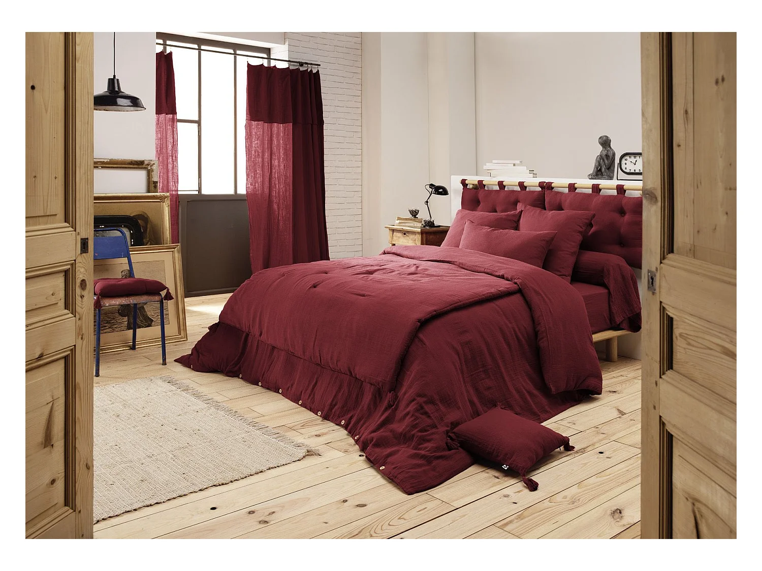 Housse de Couette 240 x 220 cm GAÏA Lie de vin