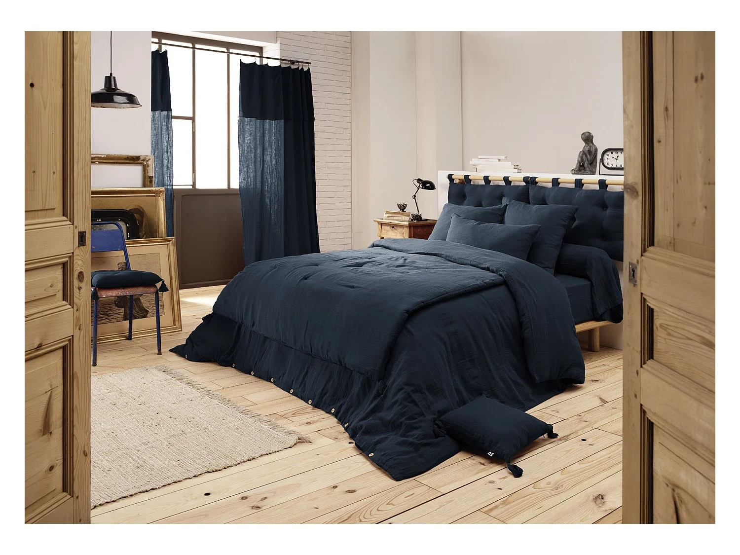 Housse de Couette 260 x 240 cm GAÏA Minuit