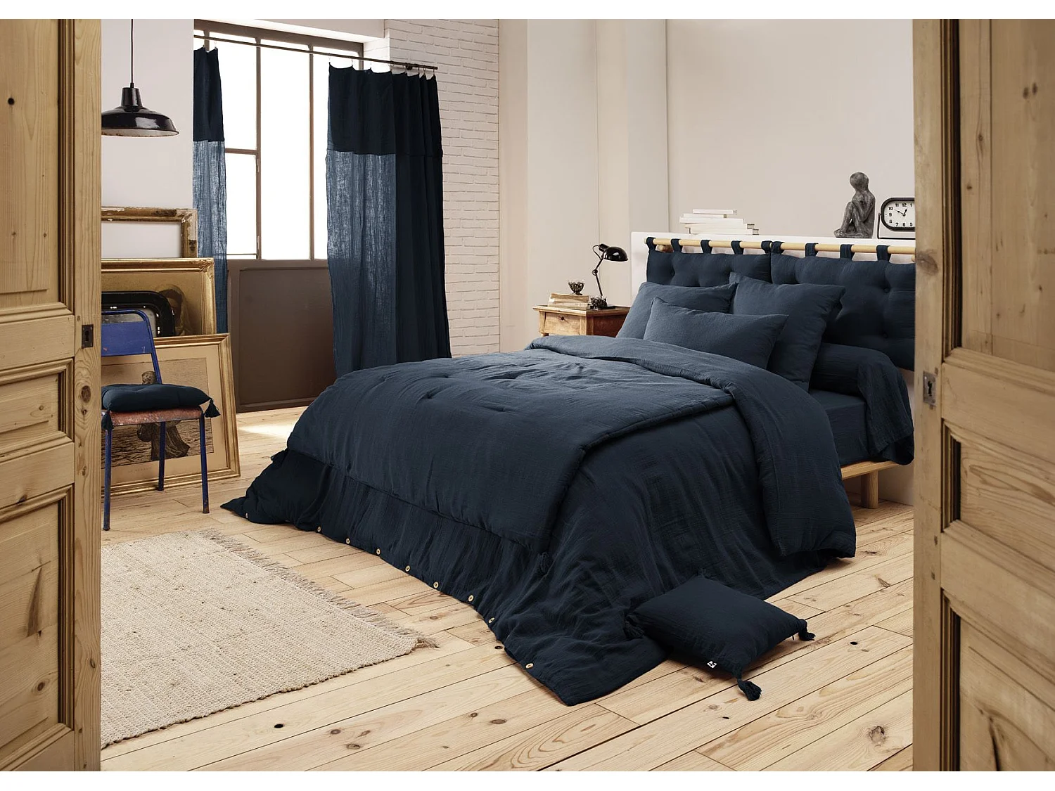 Housse de Couette 260 x 240 cm GAÏA Minuit