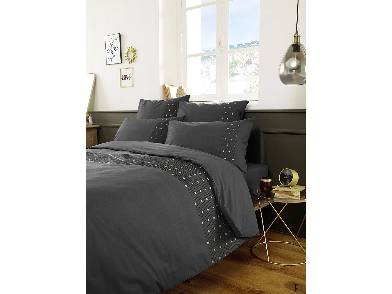 Housse de Couette 200 x 200 cm AGATHE Poivre