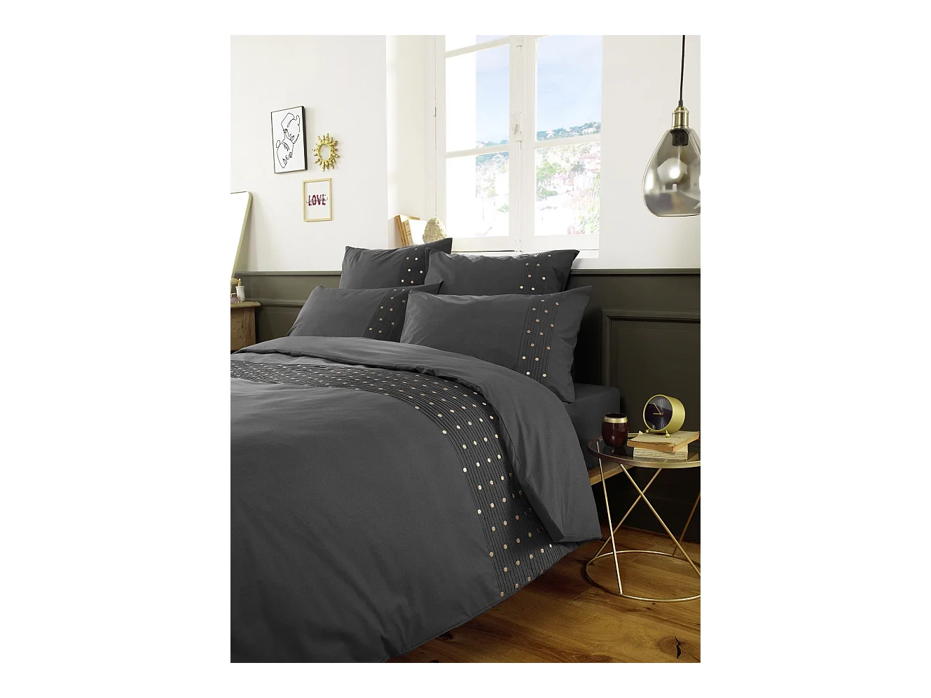 Housse de Couette 200 x 200 cm AGATHE Poivre