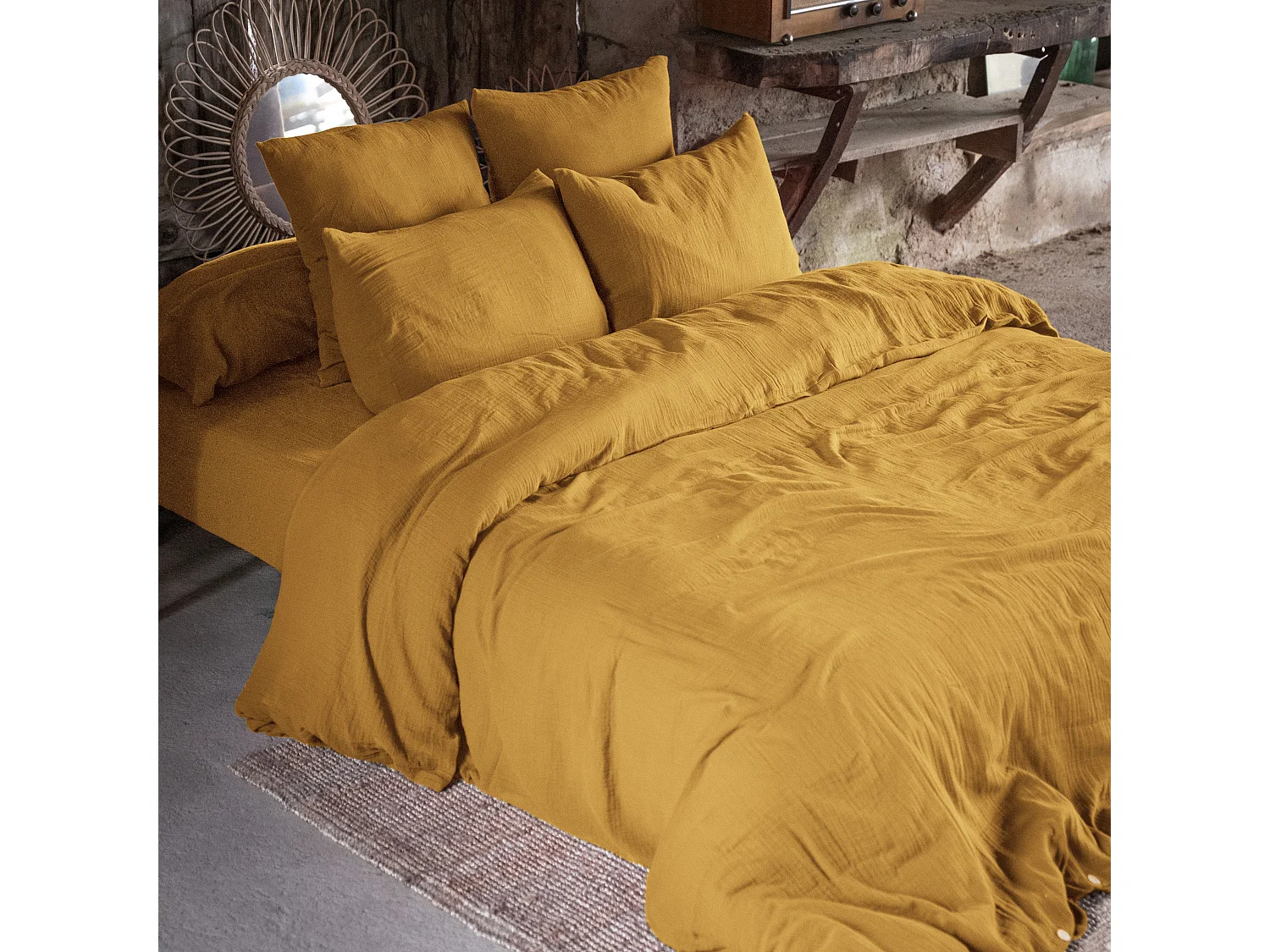 Housse de Couette 140 x 200 cm GAÏA Safran