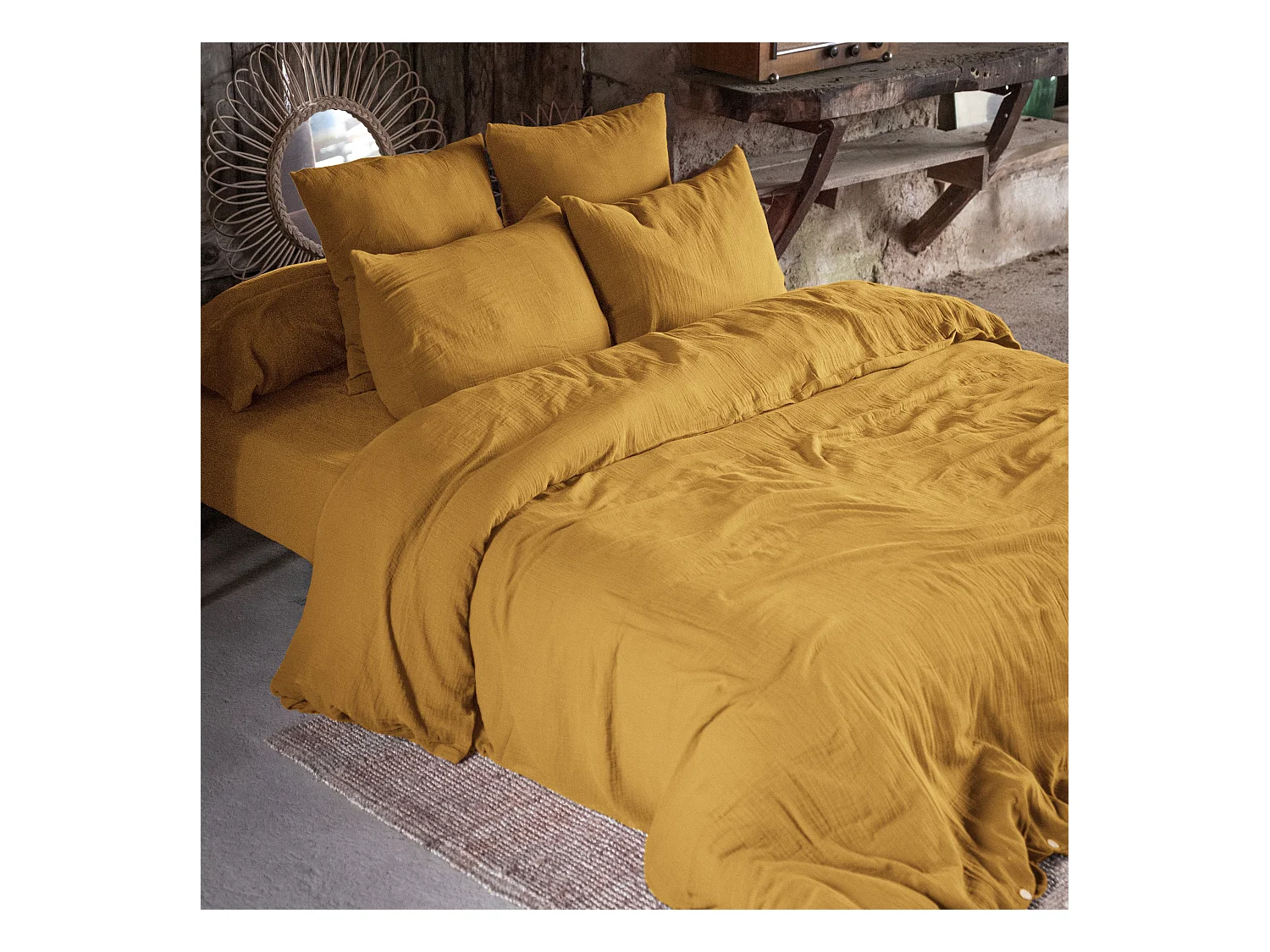 Housse de Couette 140 x 200 cm GAÏA Safran