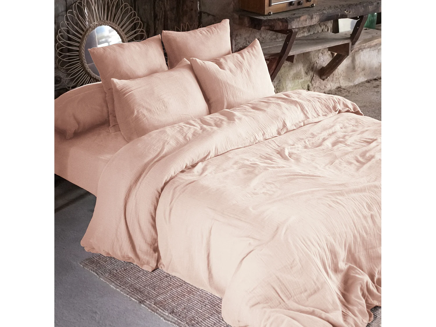 Housse de Couette 200 x 200 cm GAÏA Guimauve