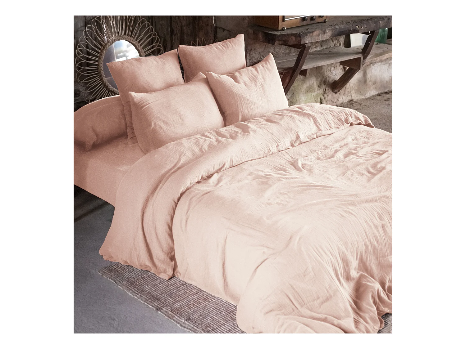 Housse de Couette 200 x 200 cm GAÏA Guimauve