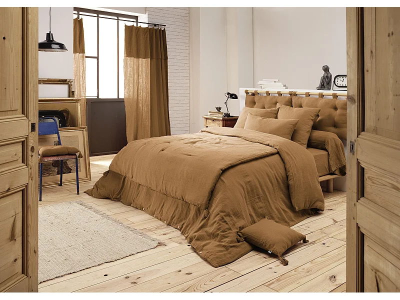 Housse de Couette 200 x 200 cm GAÏA Camel