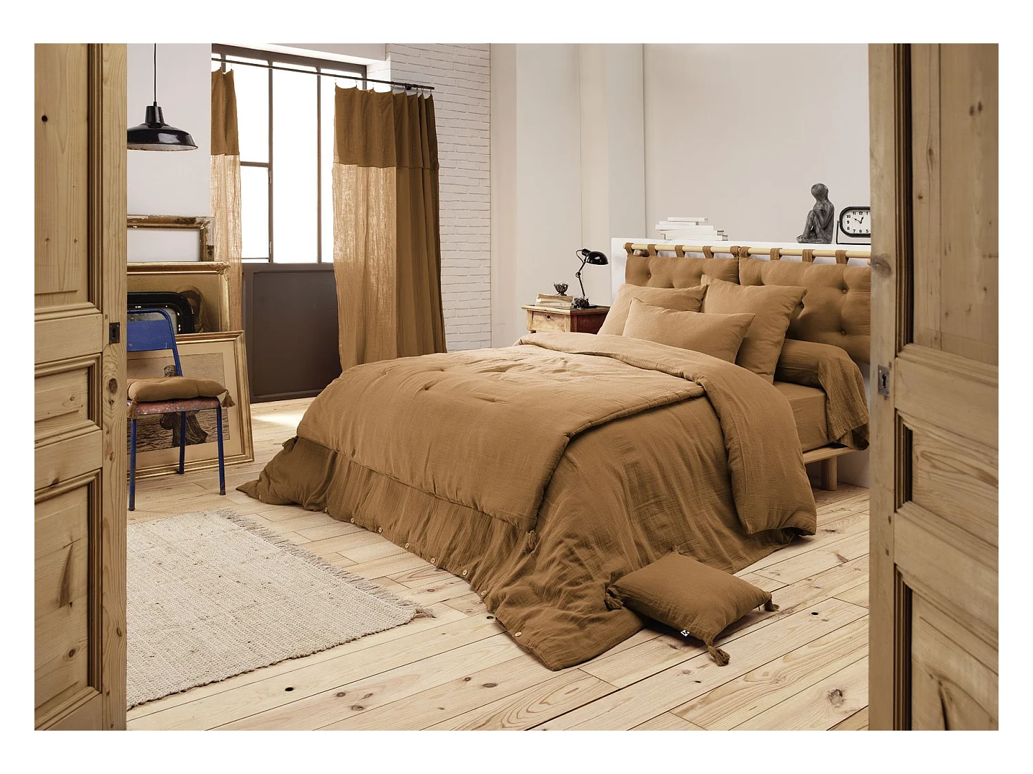 Housse de Couette 200 x 200 cm GAÏA Camel