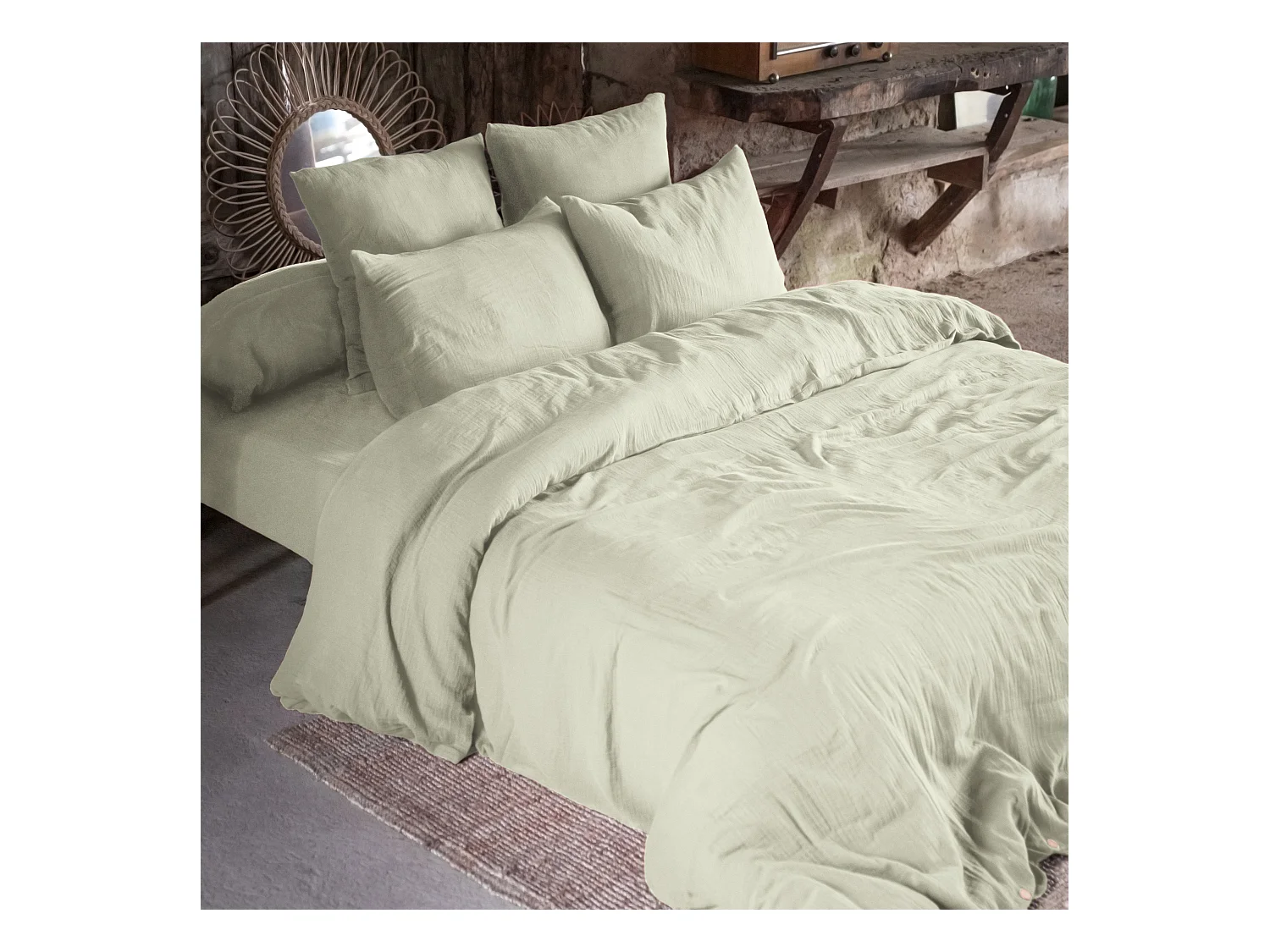 Housse de Couette 240 x 220 cm GAÏA Vert d'eau
