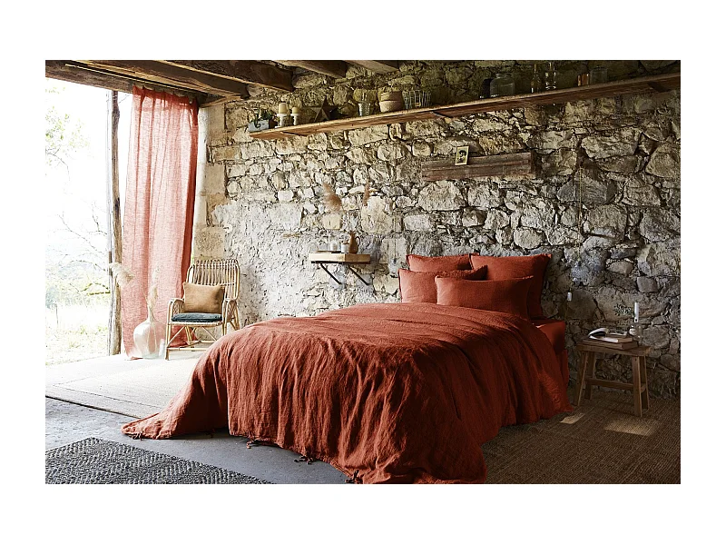 Housse de Couette 260 x 240 cm SOLINE Paprika