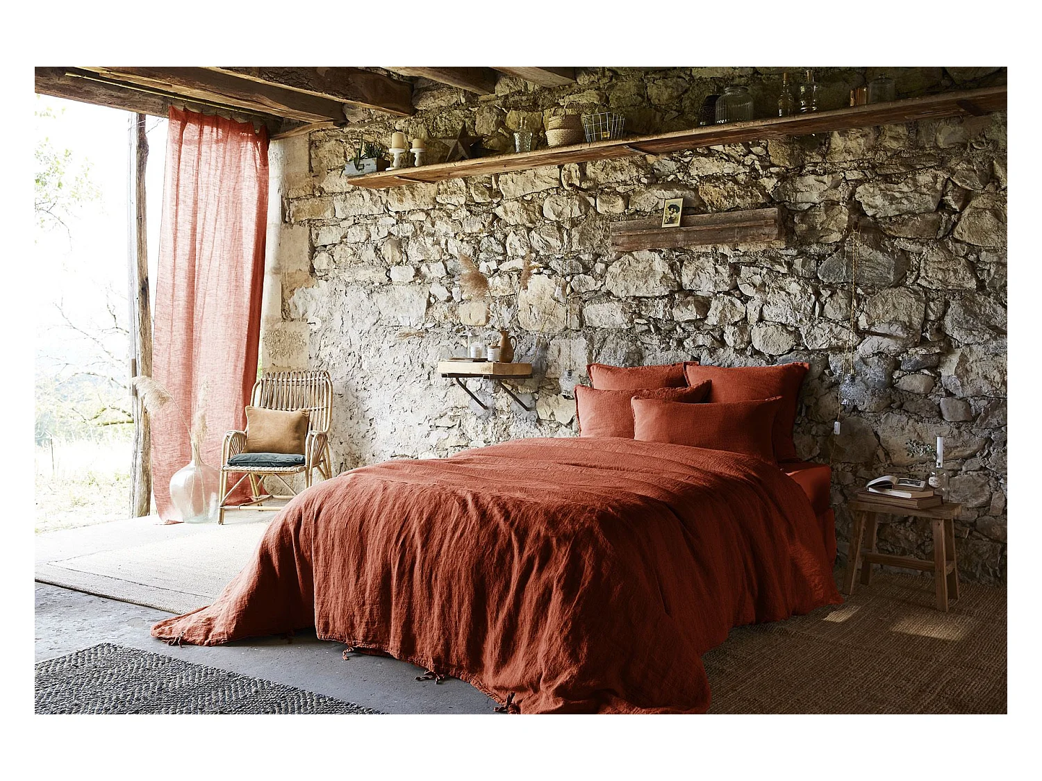 Housse de Couette 260 x 240 cm SOLINE Paprika