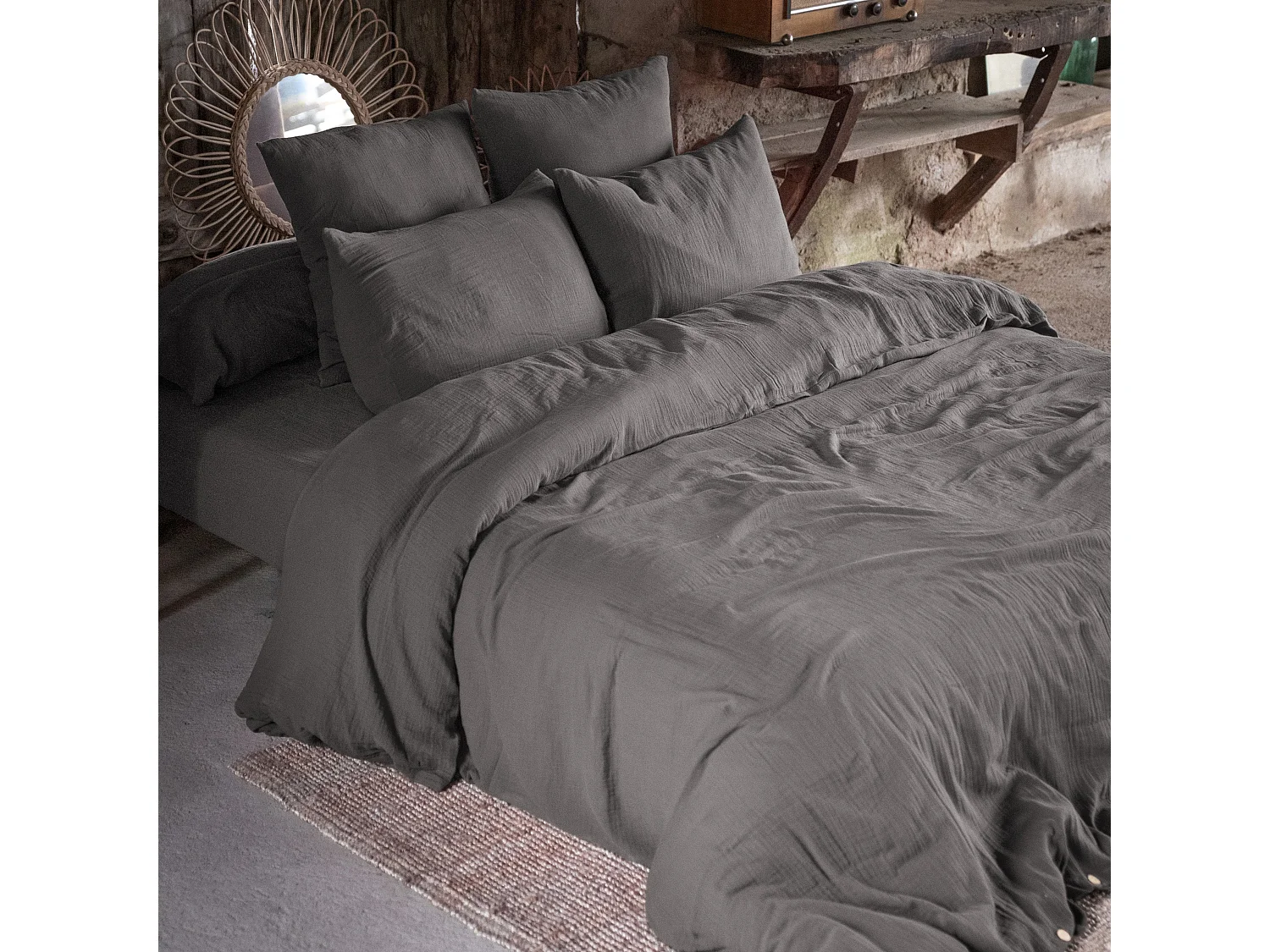 Housse de Couette 140 x 200 cm GAÏA Granit