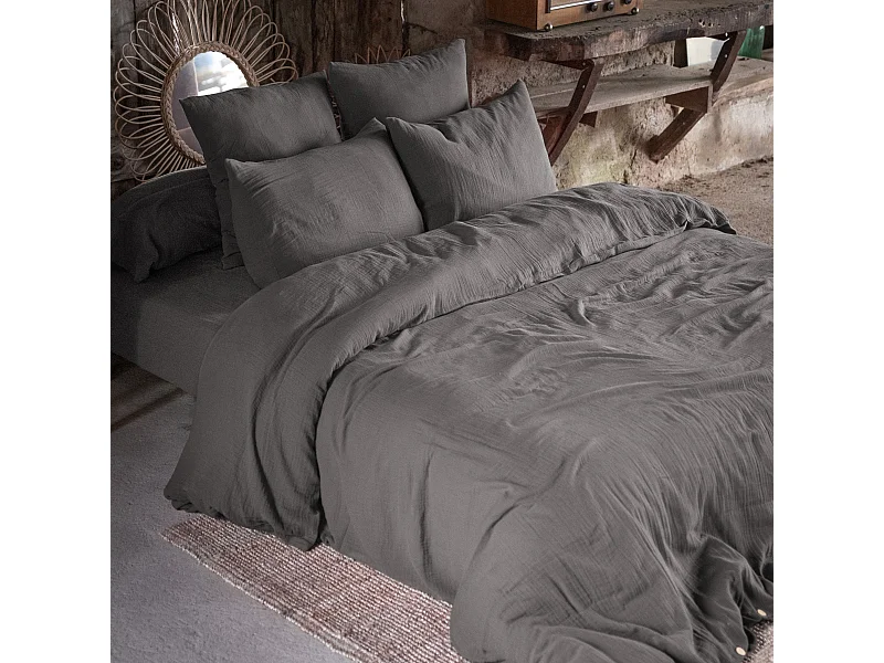 Housse de Couette 200 x 200 cm GAÏA Granit
