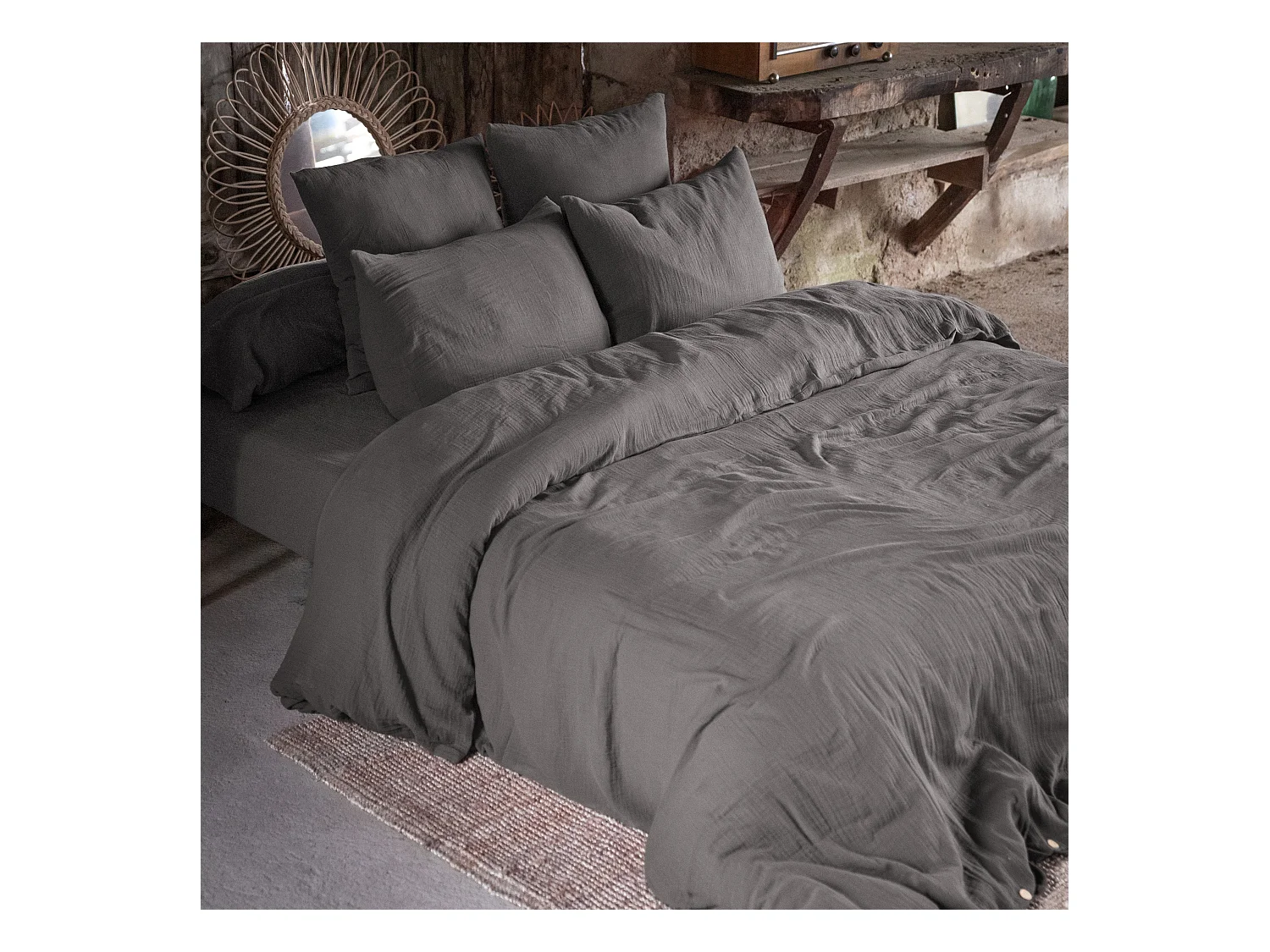 Housse de Couette 200 x 200 cm GAÏA Granit