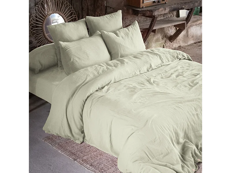 Housse de Couette 200 x 200 cm GAÏA Vert d'eau