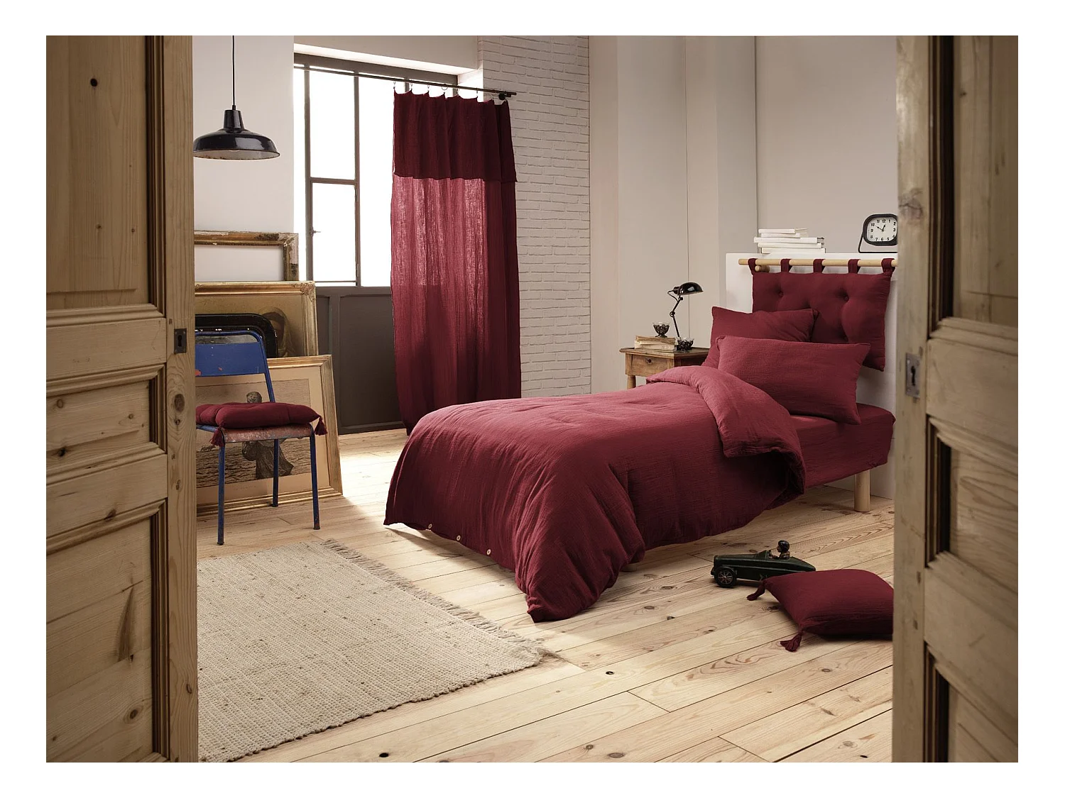 Housse de Couette 140 x 200 cm GAÏA Lie de vin