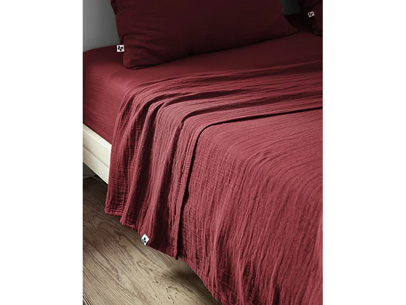 Drap plat 270 x 300 cm GAÏA Lie de vin