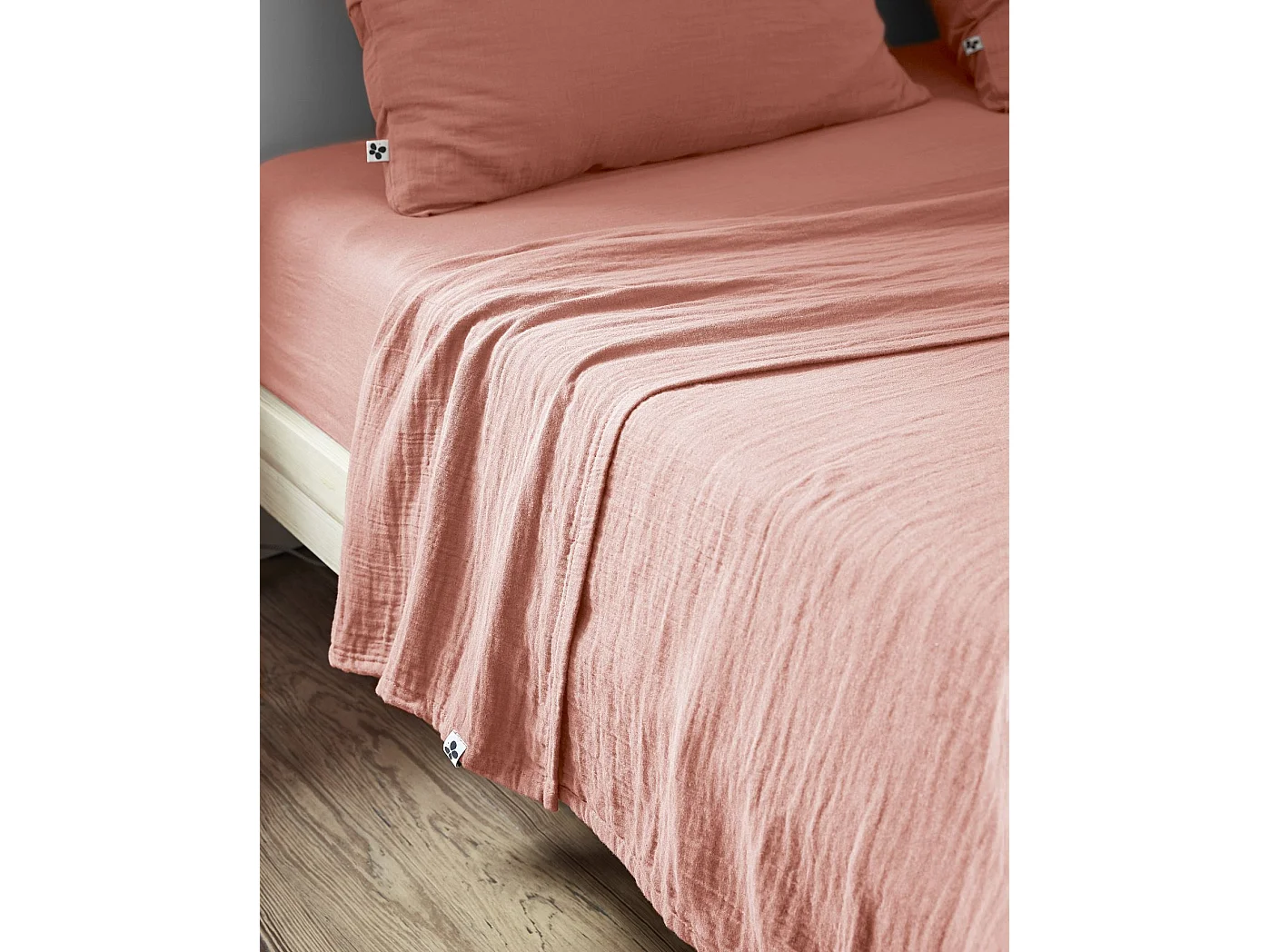 Drap plat 240 x 300 cm GAÏA Rose pêche
