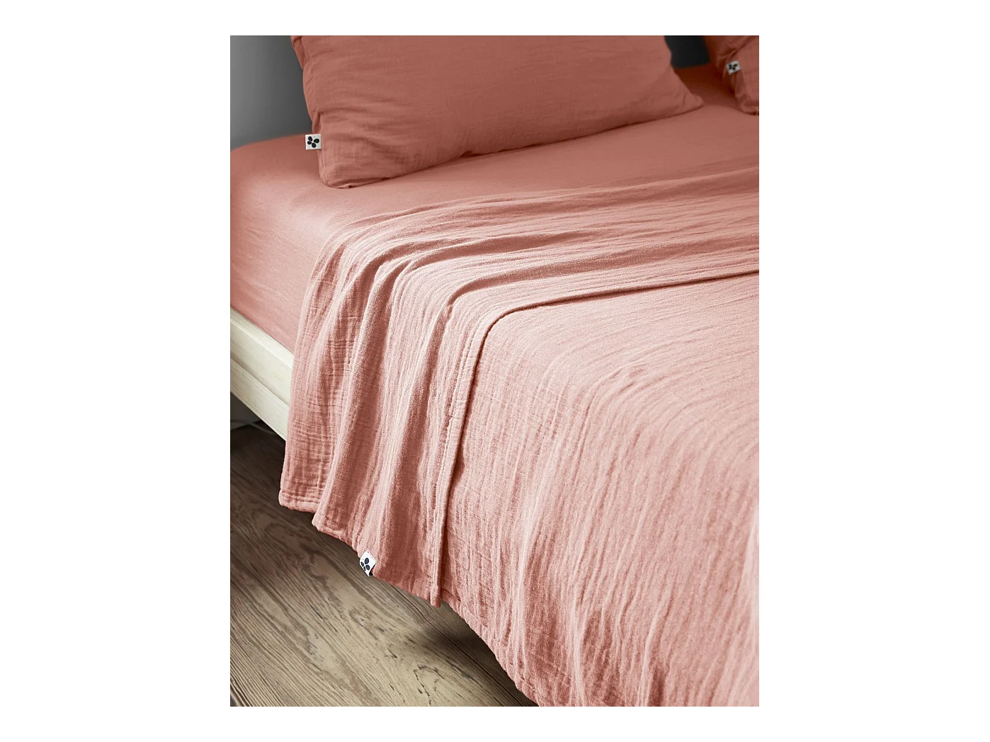 Drap plat 240 x 300 cm GAÏA Rose pêche
