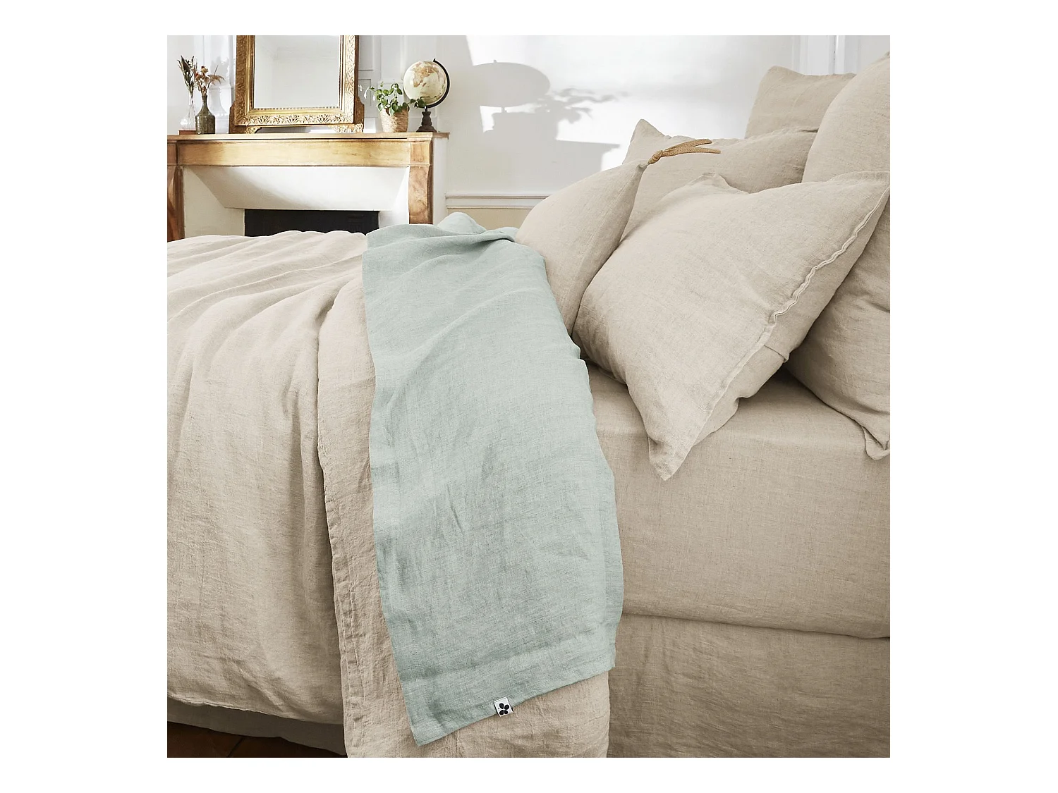 Drap plat 270 x 300 cm SOLINE Eucalyptus