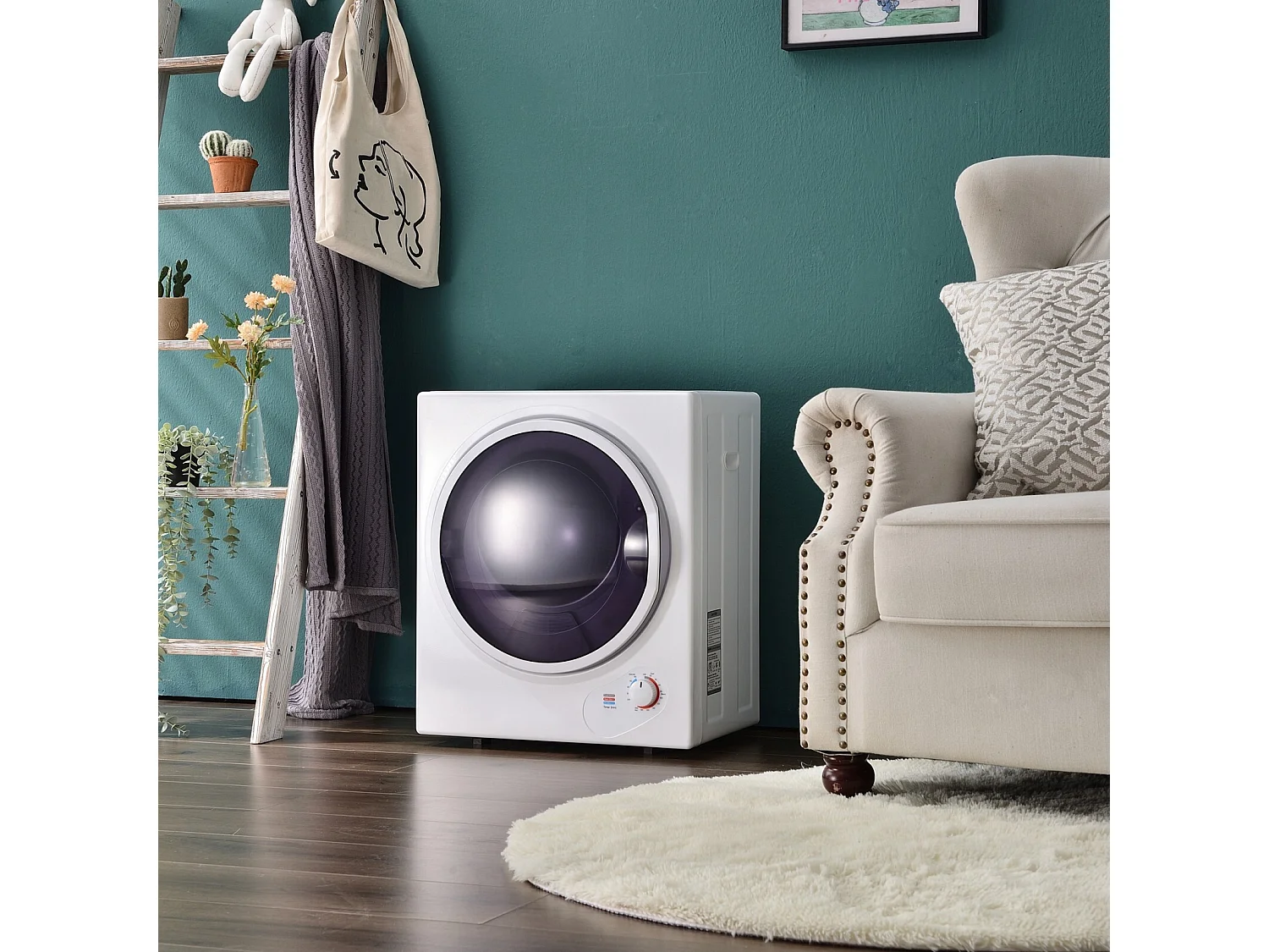 Sèche-linge hublot 2,5kg - chauffage en céramique PTC - avec protection de surchauffe - max 65 °C - accrochable au mur