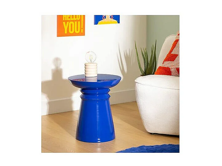 Table d'Appoint Totem "Jaya" 43cm Bleu Indigo