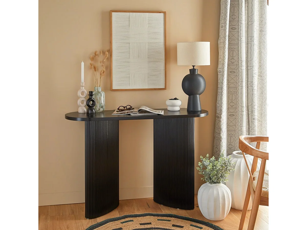 Console Effet Cannelé "Olova" 120cm Noir