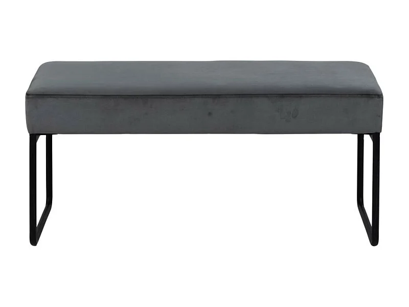Banc en velours gris et pieds en métal L95 - VOLEK