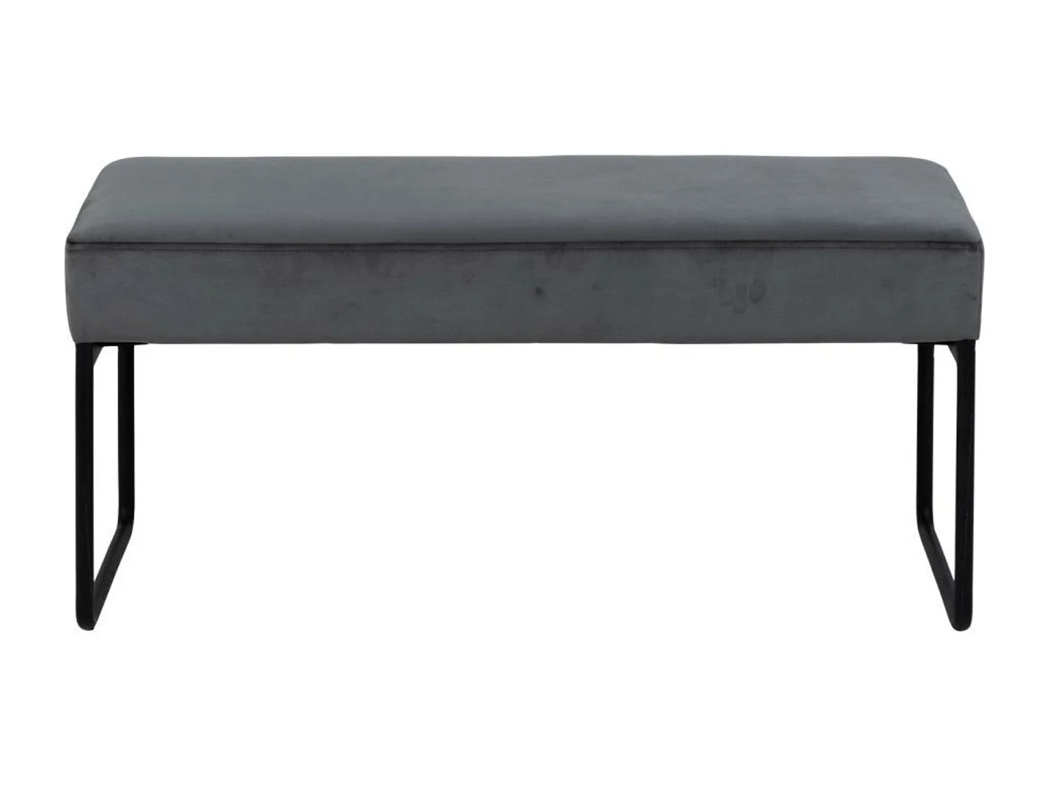 Banc en velours gris et pieds en métal L95 - VOLEK