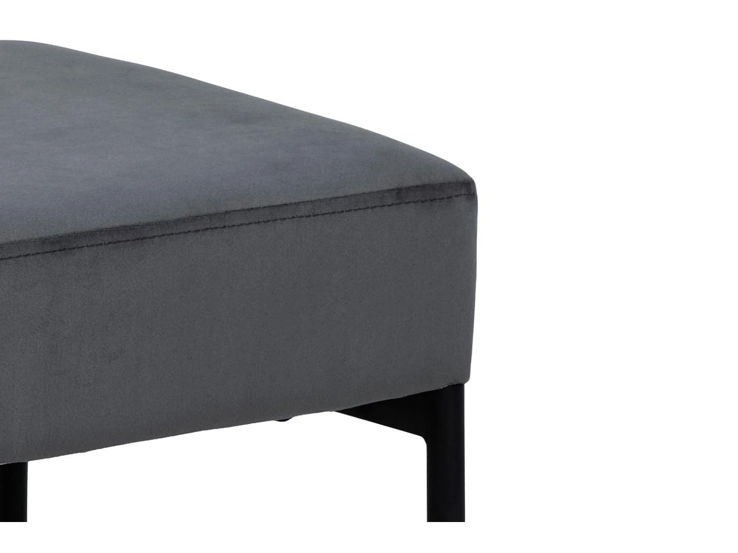 Banc en velours gris et pieds en métal L95 - VOLEK