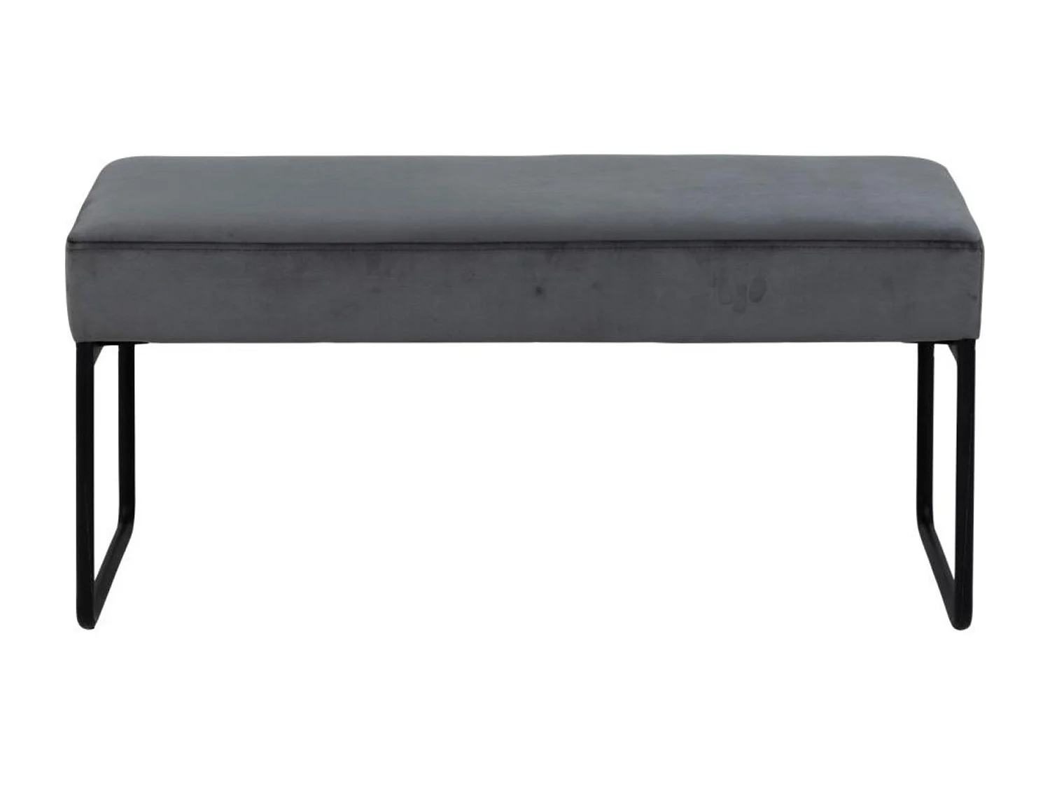 Banc en velours gris et pieds en métal L95 - VOLEK